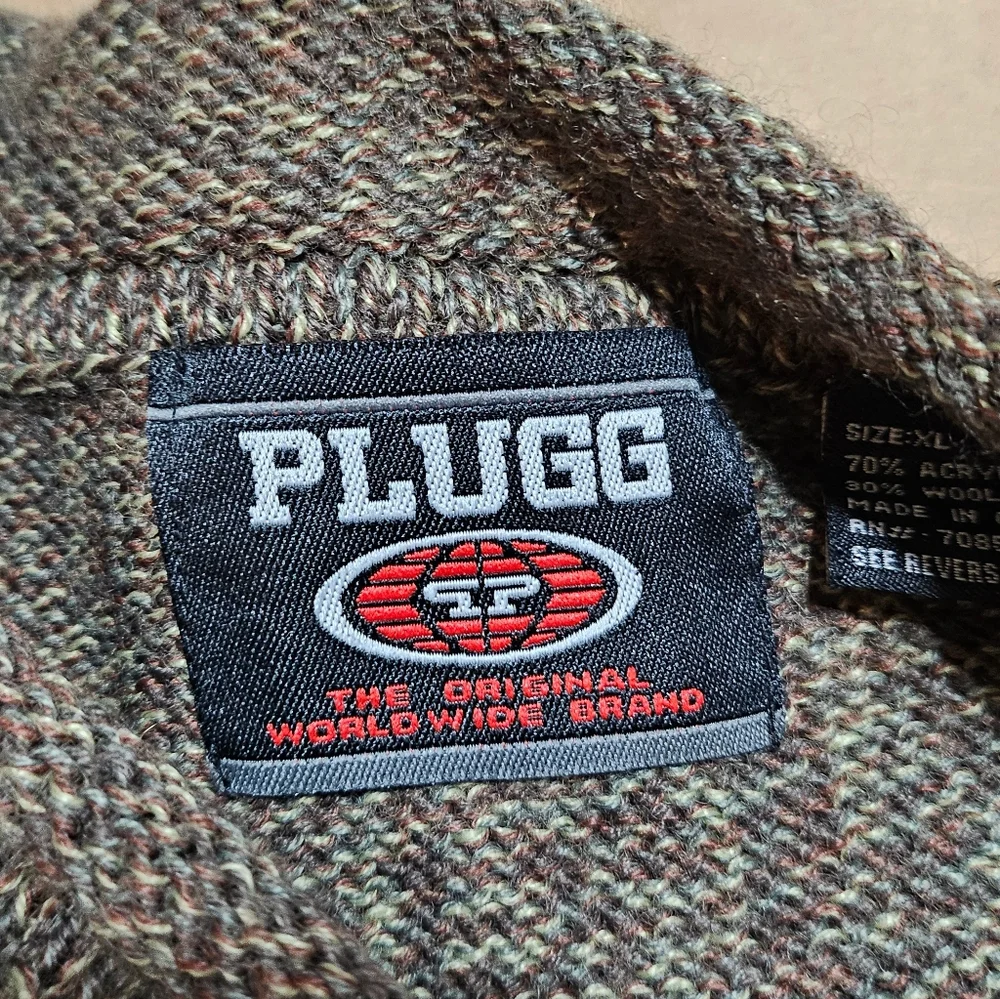 Plugg Mens Sweater Multicolor W/Stripe Wool Blend Size XL Tight‎ Knit - Picture 11 of 12